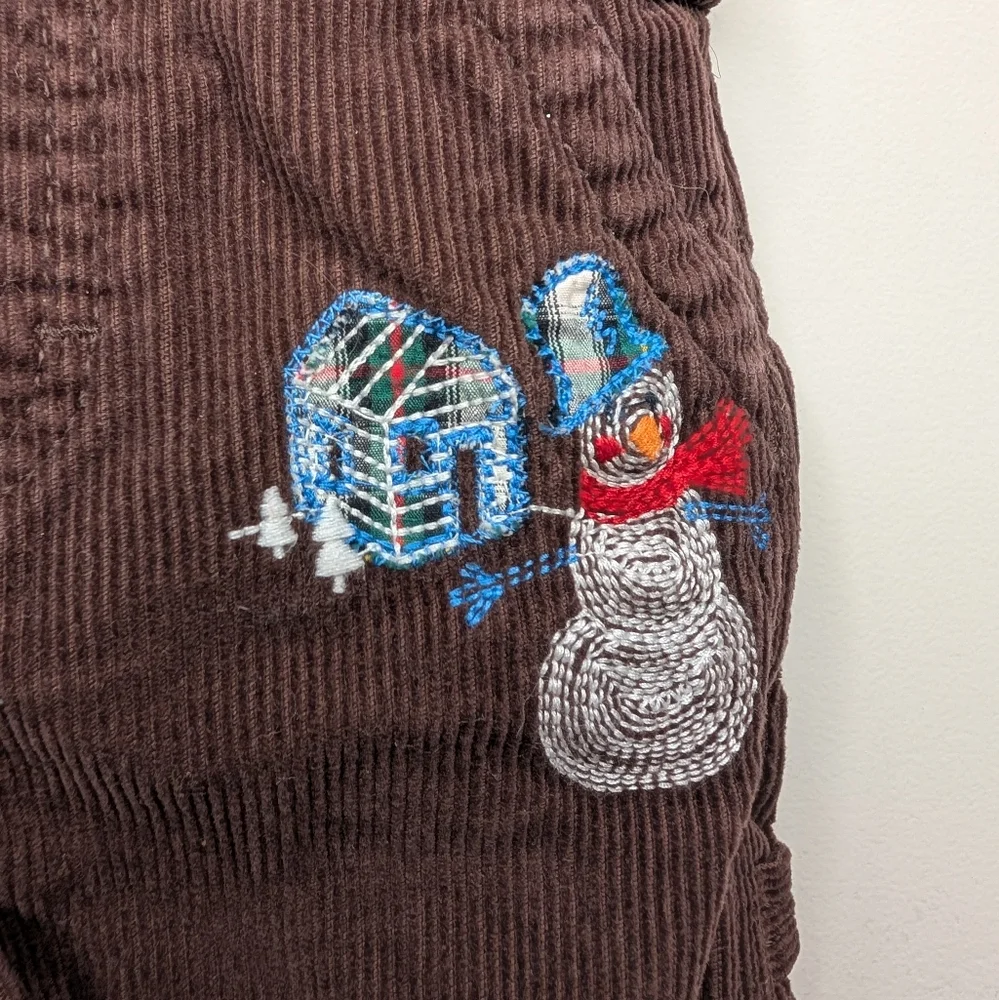 ⛄ OshKosh Brown Corduroy Snowman Overalls — Size 18M